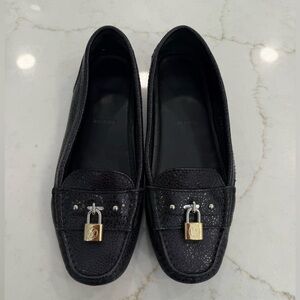 Louis Vuitton Black Leather Lockit Loafer Flat Size 38, 8